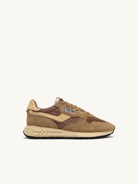 REELWIND LOW SNEAKERS IN NYLON SUEDE AND LEATHER COLOR HIDE AND CHIPMUNK