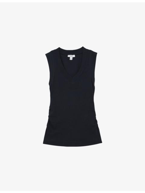 Sandy V-Neck Ribbed Stretch-Cotton Vest