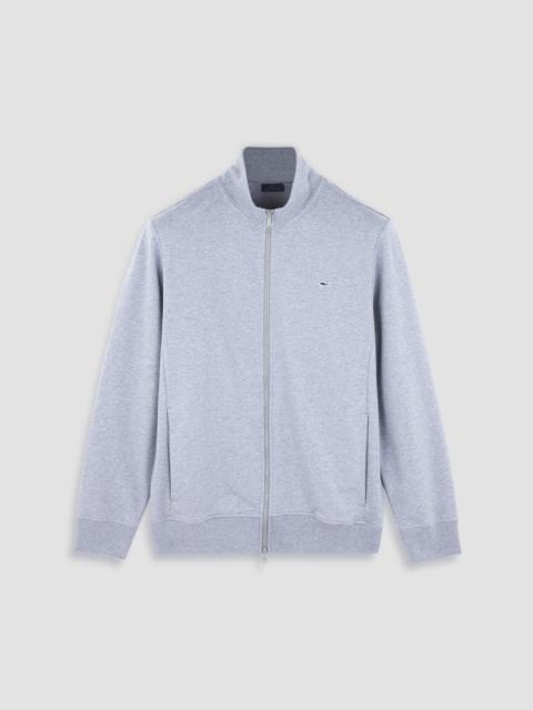 STRETCH FLEECE COTTON ZIP-UP SWEATSHIRT