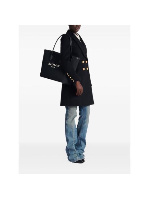 logo-plaque leather-trimmed tote bag