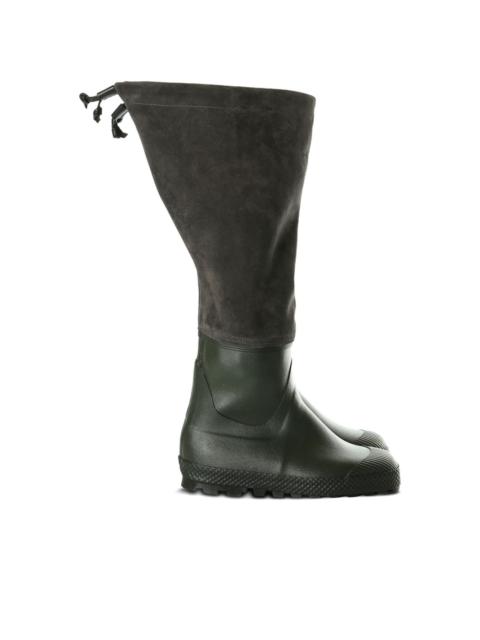 panelled velour rain boots