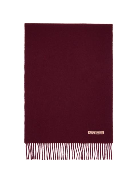 Burgundy Fringe Wool Narrow Scarf