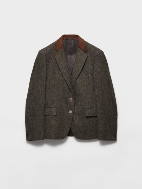 Single-breasted Shetland wool chevron jacket