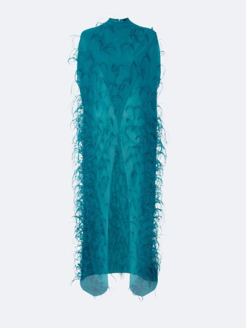 Lightweight Georgette Mock Neck Maxi Top With Feathers