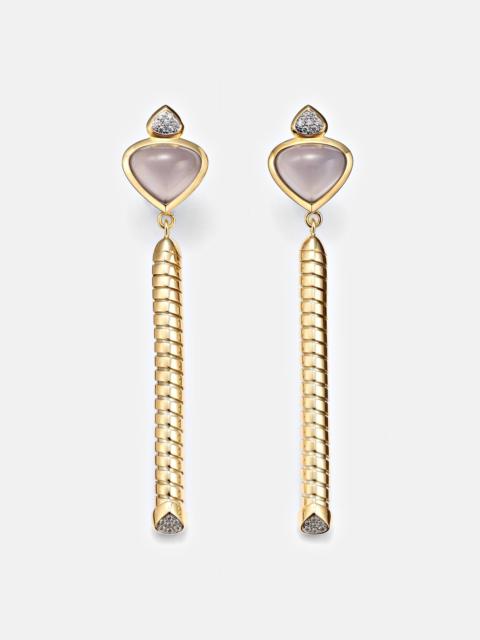 Trisolina 18kt gold drop earrings with chalcedony and diamonds