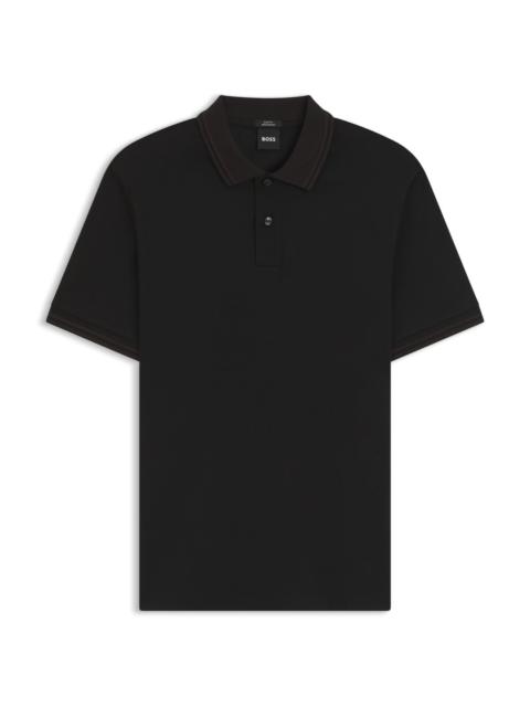STRIPE-TRIM SLIM-FIT POLO SHIRT IN MERCERISED COTTON