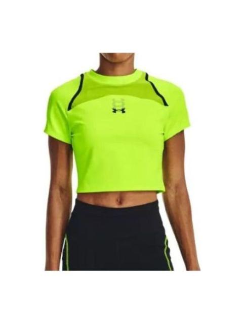 (WMNS) Under Armour Run Anywhere Crop T-shirt 'Neon Yellow' 1376816-369