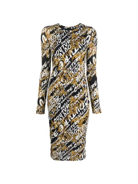 Barocco logo-print midi dress