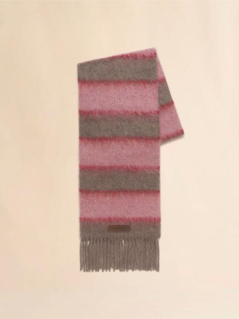 PINK WOOL-BLEND SCARF WITH STRIPED PATTERN