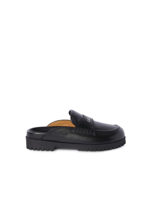 Black Leather O Slip-on Loafer
