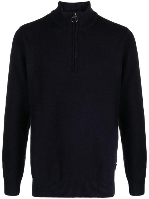 funnel-neck zip-up wool jumper
