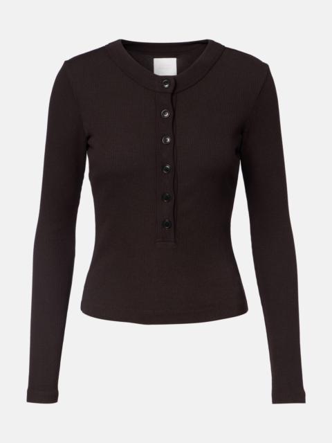 Ribbed-knit jersey top