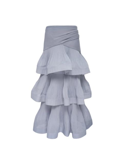 Pleated Tiered Midi Skirt