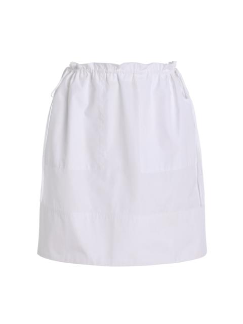 Drawstring Cotton Mini Skirt white