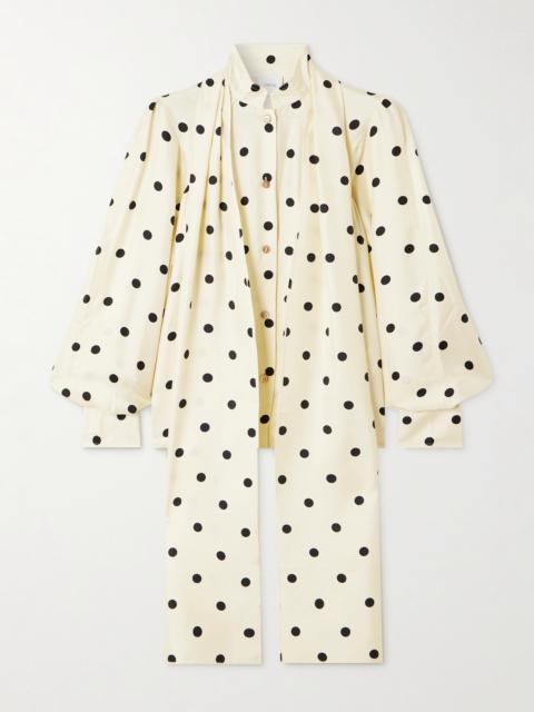 Pussy-bow Polka-dot Silk-twill Blouse