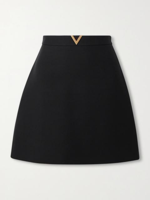 Embellished Wool And Silk-blend Crepe Mini Skirt