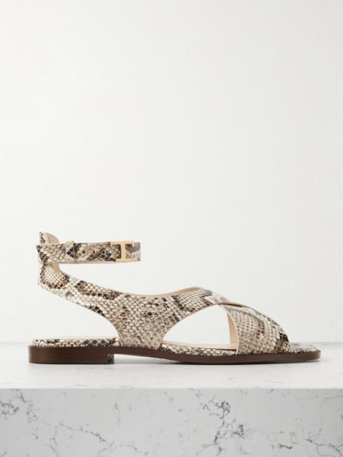 Snake-effect Leather Sandals