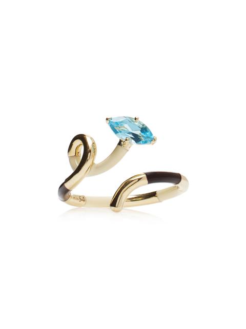 9K Gold, Crystal, And Enamel Ring multi