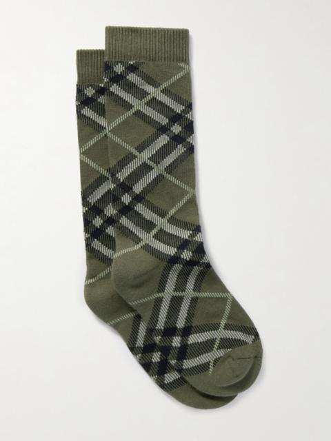 Checked Cotton-blend Jacquard Socks