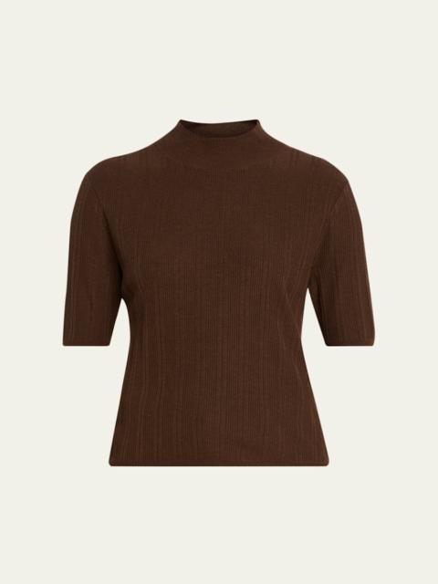 Laya Mock-Neck Lyocell and Wool Knit Sweater