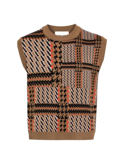 DUSK KNITTED VEST - ORANGE MIXED CHECKS