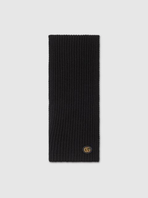 Wool cashmere scarf with patch
