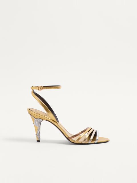 LADYCRUSH SANDAL IN LAMINATED NAPPA WITH CRYSTALS 85MM