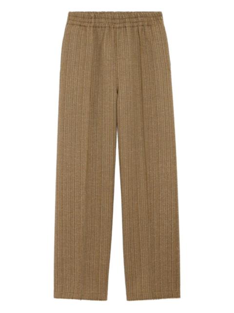 herringbone elasticated wool trousers