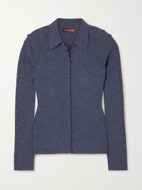 Hill Button-detailed Ribbed Wool-blend Shirt