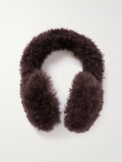 Wool-trimmed shearling earmuffs Brown
