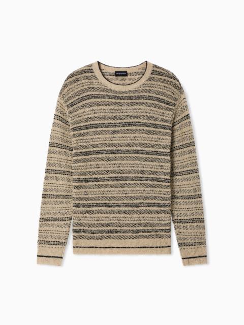 CREWNECK SWEATER WITH KNITTED WEAVES