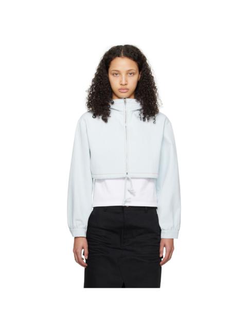 Blue Cropped Denim Hoodie