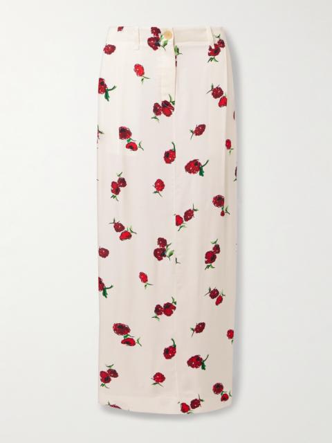 Lucian Pleated Silk-twill Maxi Skirt