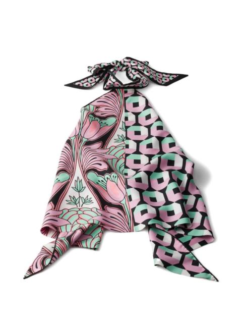 printed silk twill top