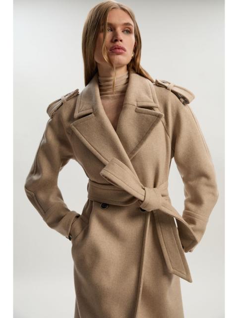 Wool Tailored Belted Midi Coat