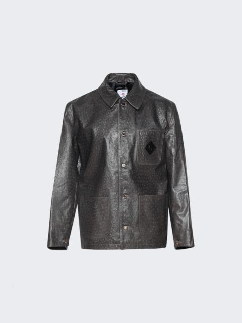 Ostrich Effect Leather Workwear Jacket Grey