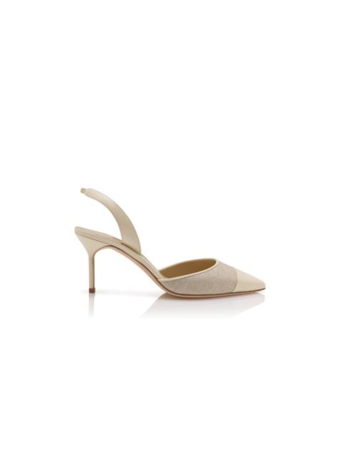 Light Beige Linen Slingback Pumps