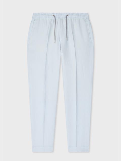 Pale Blue Linen Drawstring Trousers