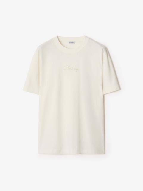 Check Cursive Logo Cotton T-shirt