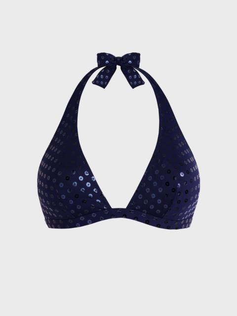 Women Halter Bikini Top Relief Sparkling