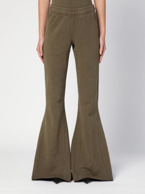 Organic cotton military green flared trousers