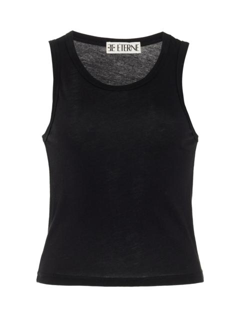Fitted Cotton-Blend Jersey Tank Top black