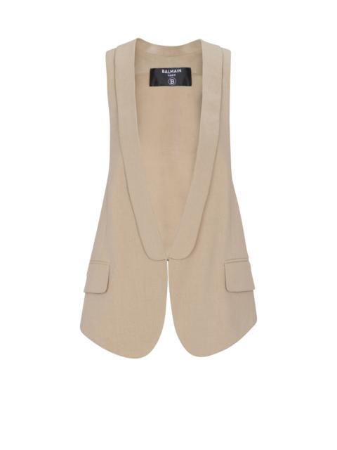 Asymmetrical cotton gabardine vest