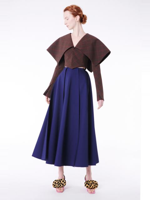 CROPPED JACKET WITH COLLAR BROWN CHECK