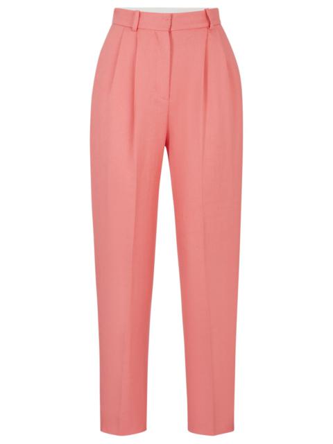 TAPERED-FIT TROUSERS IN LINEN-BLEND TWILL