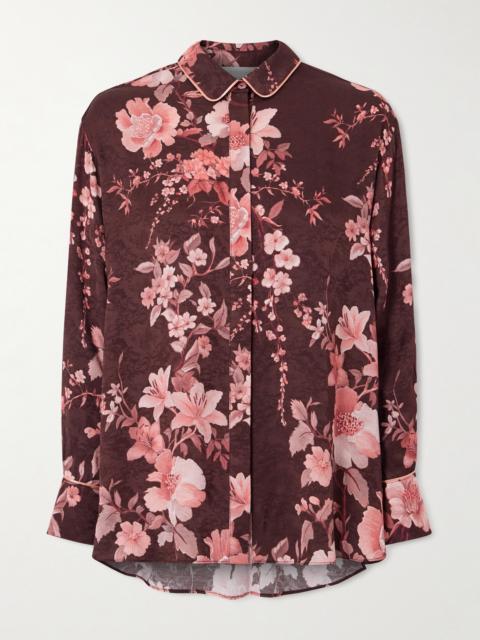 Nova Floral-print Satin-jacquard Shirt