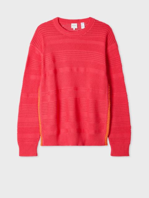 Bright Pink Textured Cotton Sweater