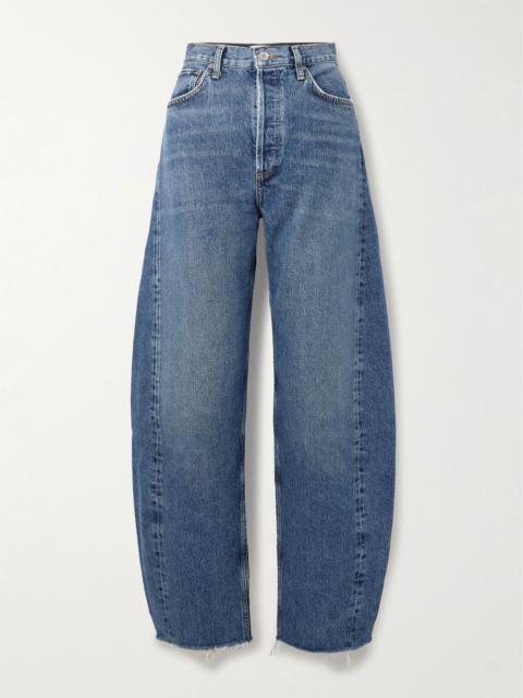 Luna high-rise tapered organic jeans Dark denim