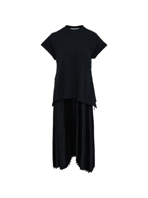 pleated layered T-shirt dress