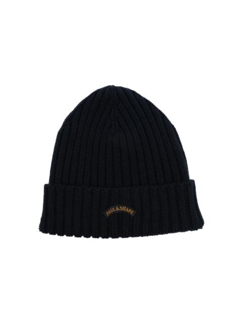 logo-embroidered beanie hat
